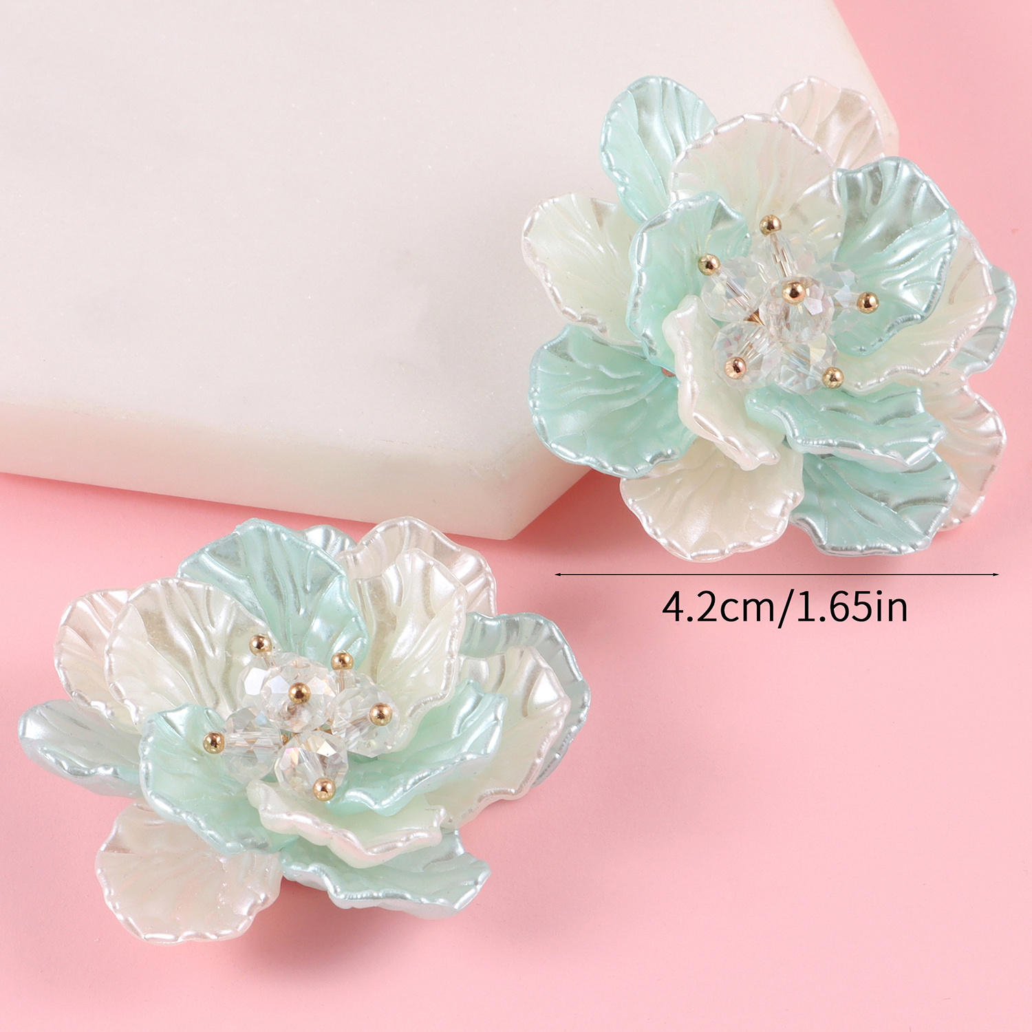 1pc Plastic ABS Pearl Flower Two Tone Accessory